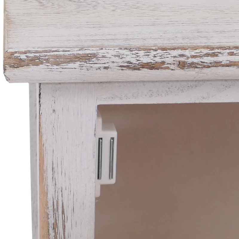 Commode 90 cm avec 2 tiroirs et 1 porte style shabby vintage bois paulownia blanc 04_0011439