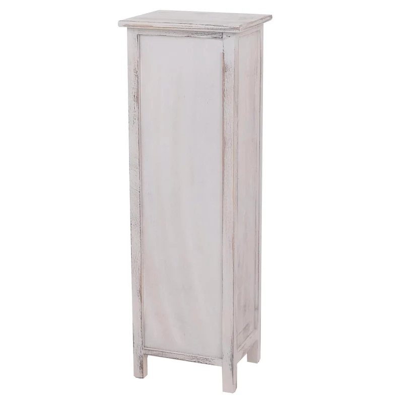 Commode 90 cm avec 2 tiroirs et 1 porte style shabby vintage bois paulownia blanc 04_0011439