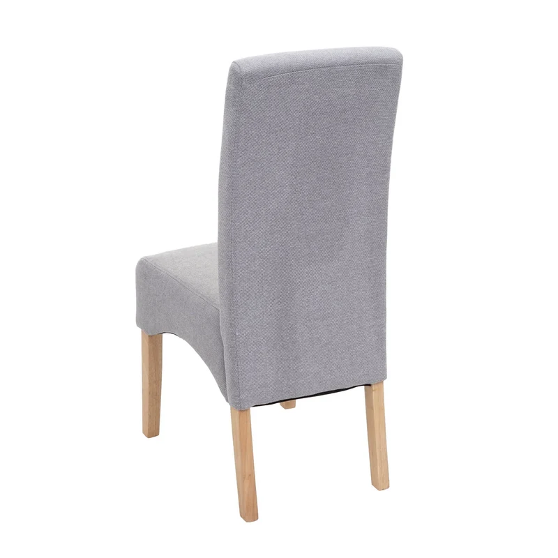Chaise de salle à manger dossier haut assise rembourrée tissu gris clair pieds bois clair 04_0010862