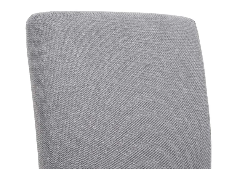 Chaise de salle à manger dossier haut assise rembourrée tissu gris clair pieds bois clair 04_0010862