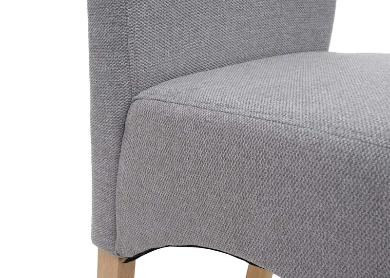 Chaise de salle à manger dossier haut assise rembourrée tissu gris clair pieds bois clair 04_0010862