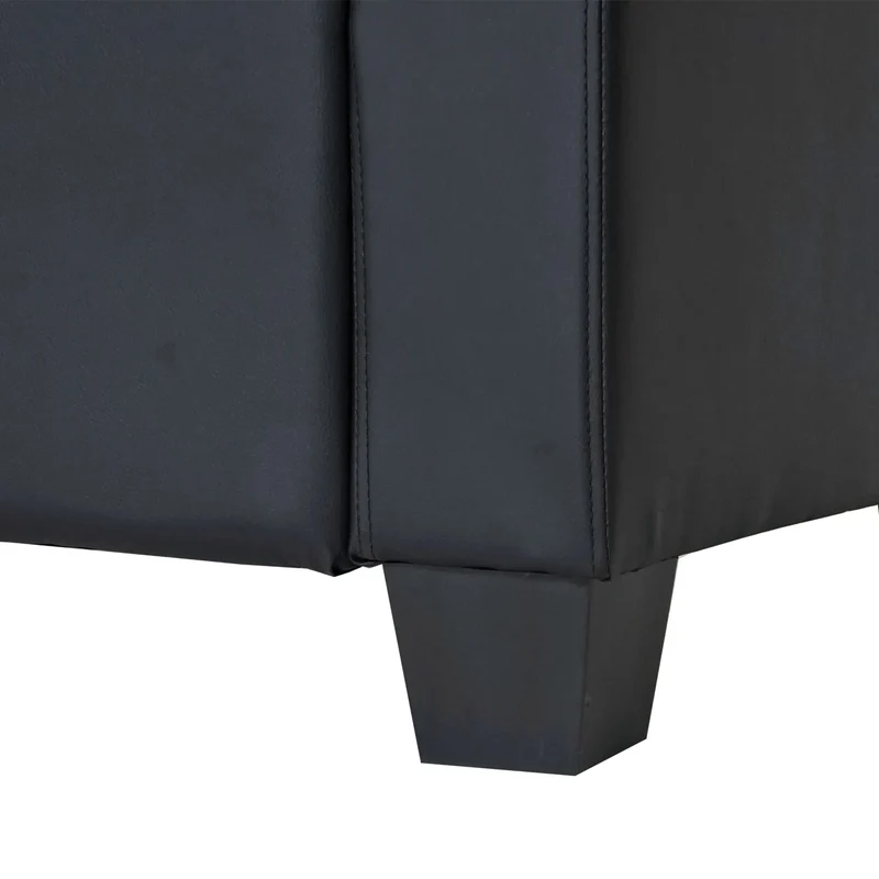 Canapé 2 places 136 cm style lounge assise rembourrée simili cuir noir structure bois 04_0011487