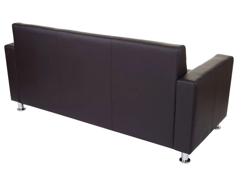 Canapé 3 places 180 cm style lounge assise rembourrée simili cuir marron pieds métal 04_0011359