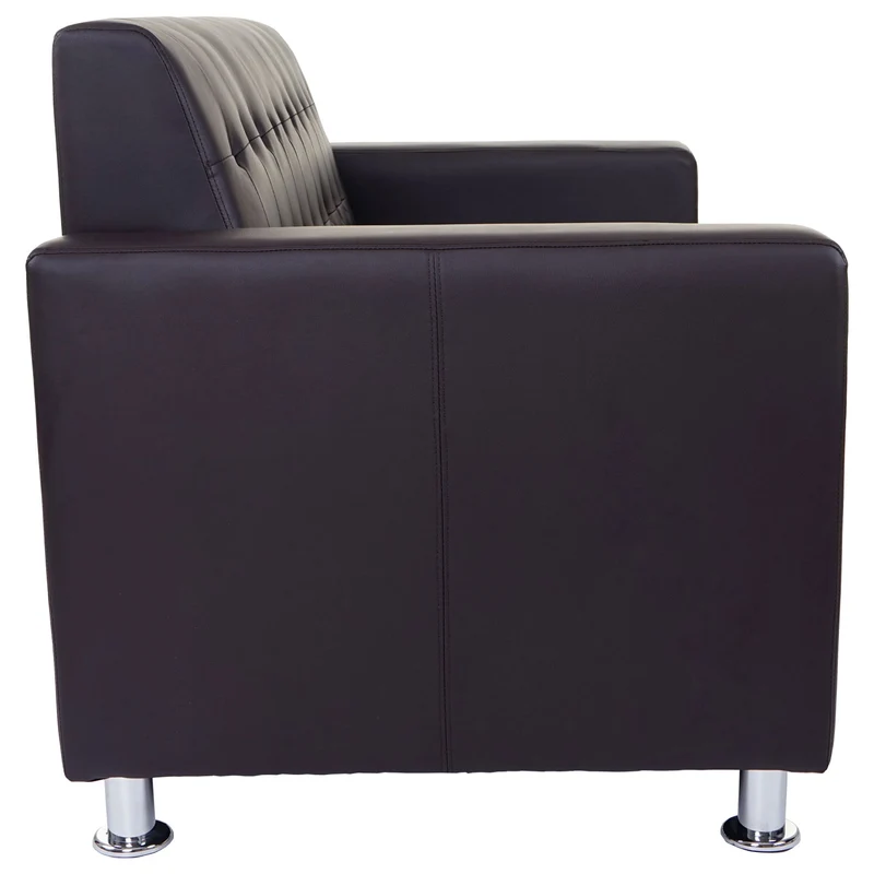 Canapé 3 places 180 cm style lounge assise rembourrée simili cuir marron pieds métal 04_0011359