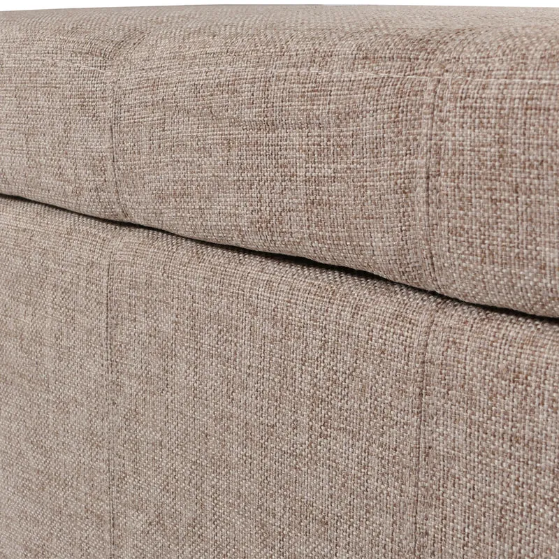 Banquette coffre de rangement avec assise rembourrée 45 x 114 x 45 cm en tissu beige 04_0011490