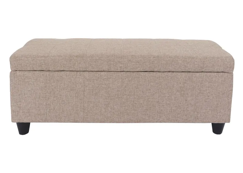 Banquette coffre de rangement avec assise rembourrée 45 x 114 x 45 cm en tissu beige 04_0011490