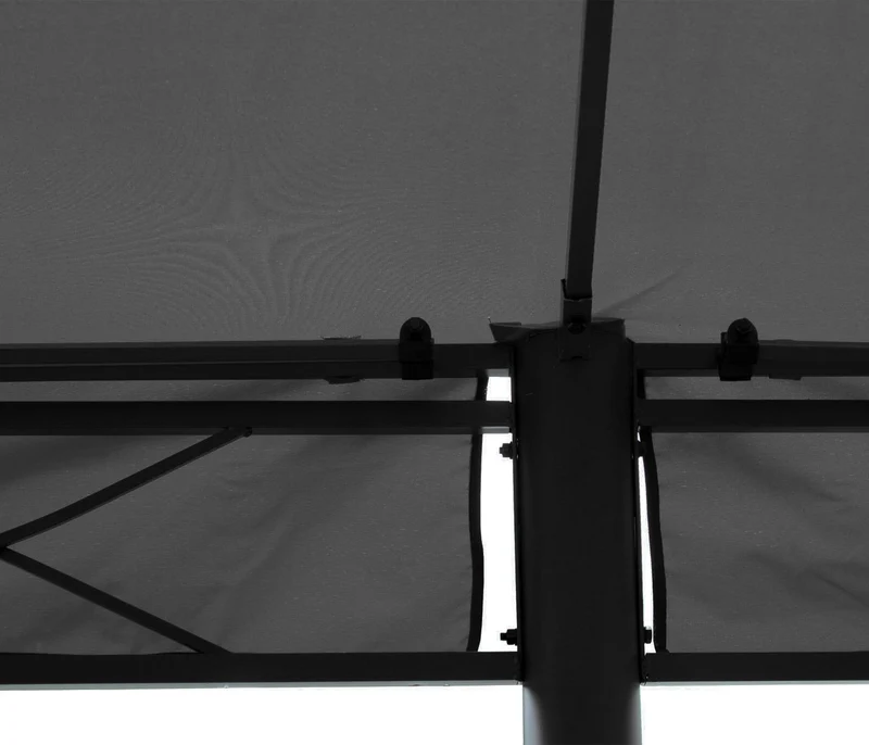 Pergola 5 x 3 m hauteur 276 cm avec toit parois et moustiquaires structure acier gris 04_0011073