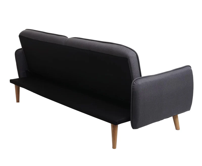 Canapé convertible 3 places 185 cm dossier réglable 3 positions lit d’appoint tissu gris anthracite bois 04_0010690
