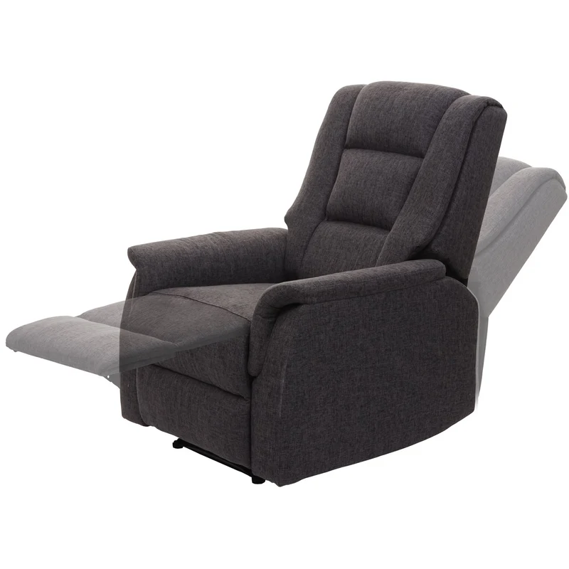 Fauteuil relax inclinable 102 x 79 x 96 cm avec repose pieds dossier ajustable en tissu gris 04_0010941