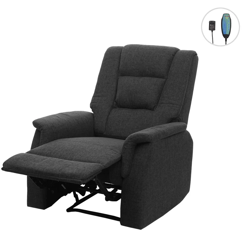 Fauteuil relax inclinable 102 x 79 x 96 cm avec repose pieds dossier ajustable en tissu gris 04_0010941