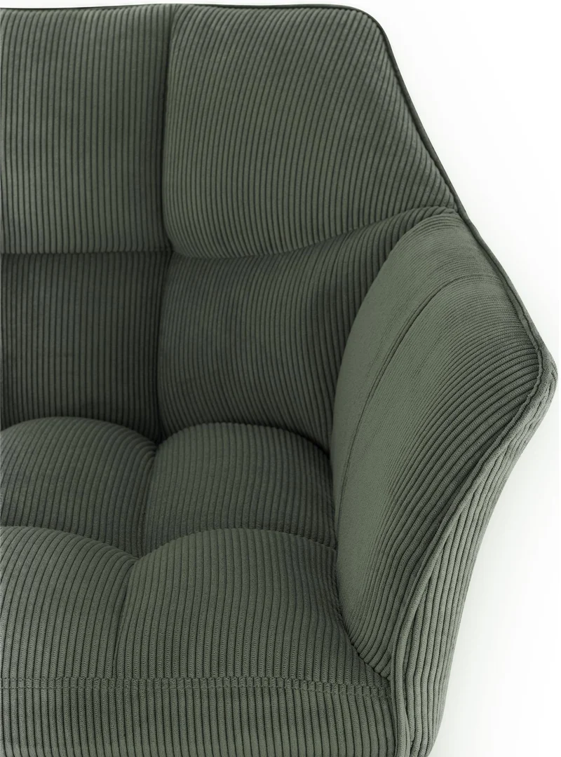 Tabouret de bar x1 assise enveloppante capitonnée en velours côtelé vert avec structure à 4 pieds en acier inoxydable 10_0006221