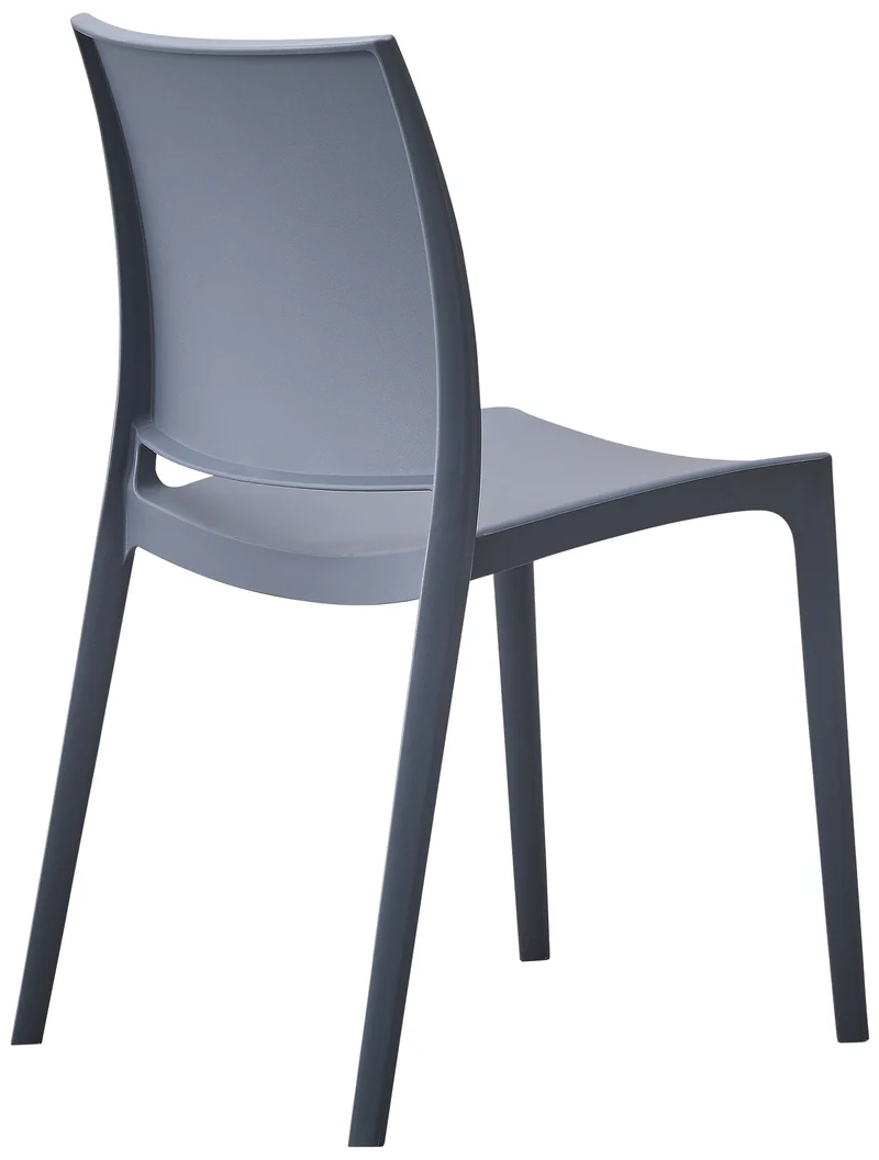 Lot de 2 chaises de jardin empilable dossier incurvé à quatre pieds stable en plastique gris 10_0007910