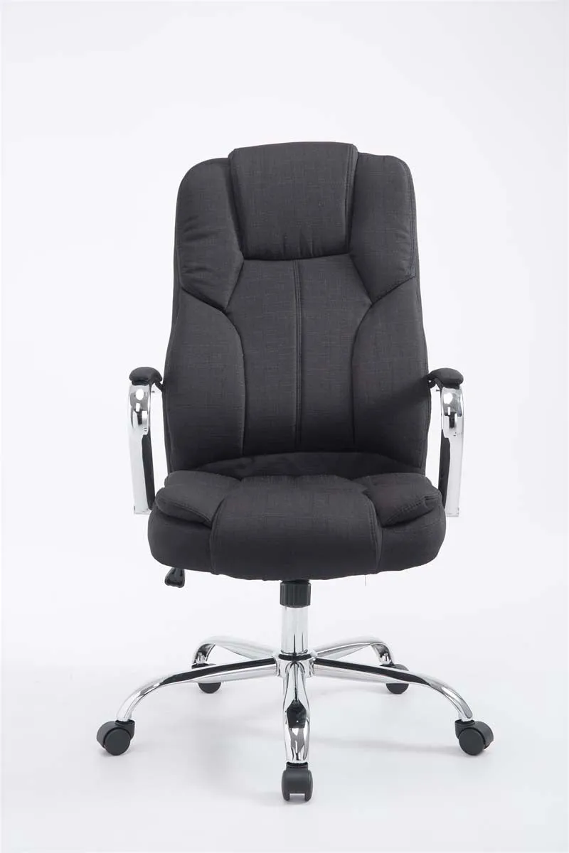 Fauteuil de bureau sur roulettes largeur d'assise XXL en tissu noir et métal chromé 10_0006976