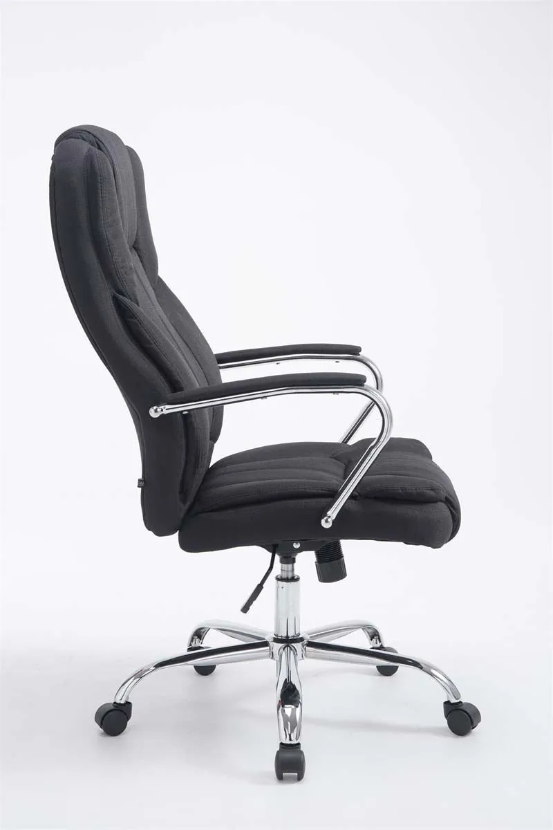 Fauteuil de bureau sur roulettes largeur d'assise XXL en tissu noir et métal chromé 10_0006976