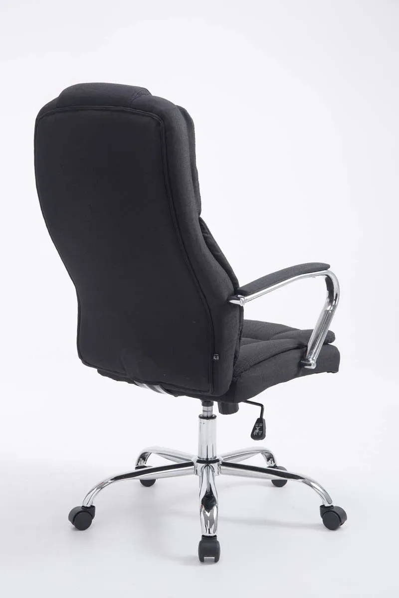 Fauteuil de bureau sur roulettes largeur d'assise XXL en tissu noir et métal chromé 10_0006976