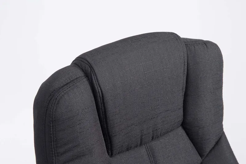 Fauteuil de bureau sur roulettes largeur d'assise XXL en tissu noir et métal chromé 10_0006976