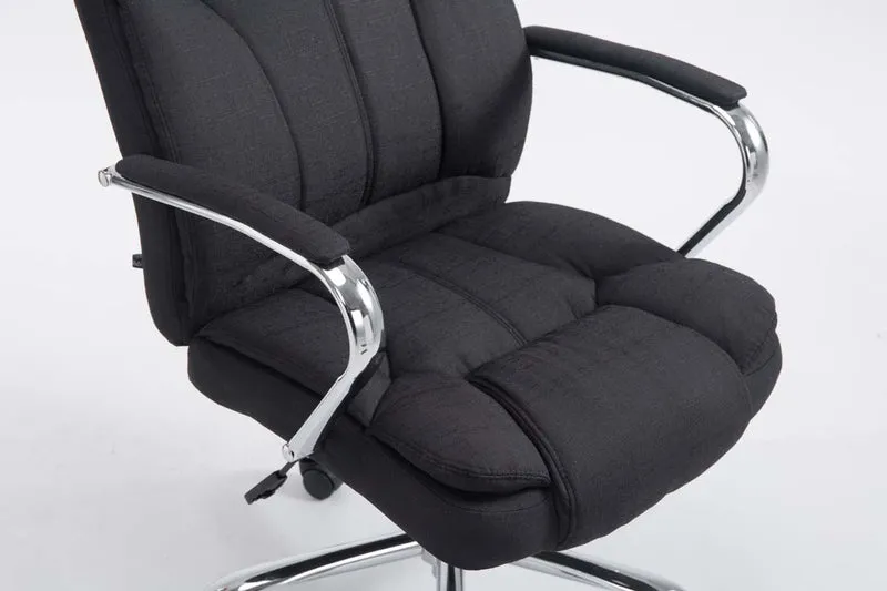Fauteuil de bureau sur roulettes largeur d'assise XXL en tissu noir et métal chromé 10_0006976