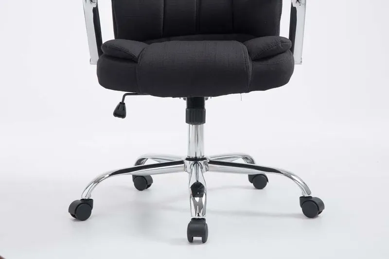 Fauteuil de bureau sur roulettes largeur d'assise XXL en tissu noir et métal chromé 10_0006976
