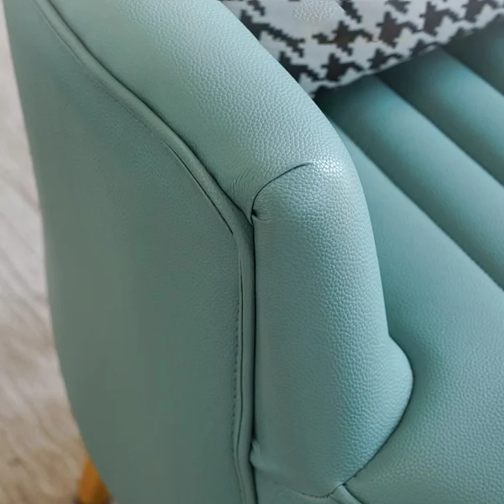 Contemporary Scandinavian Microfiber Leather Metal Round Square Accent Chair With Backrest & Armrests For Living Room