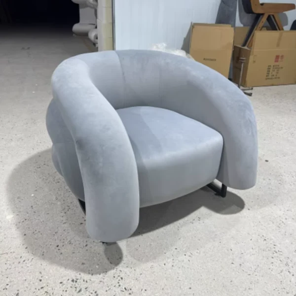 Modern Luxury Carbon Steel Solid Wood Matte Velvet Semi-Circular Lounge Chair With Backrest For Living Room