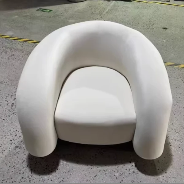 Modern Luxury Carbon Steel Solid Wood Matte Velvet Semi-Circular Lounge Chair With Backrest For Living Room