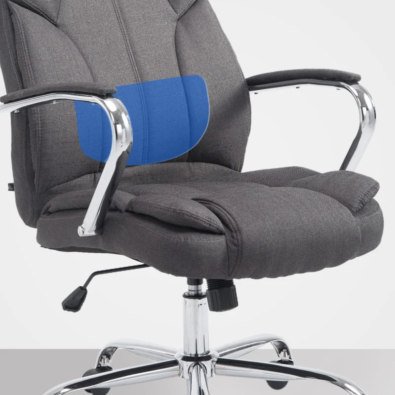 Fauteuil de bureau sur roulettes largeur d'assise XXL en tissu gris foncé et métal chromé 10_0006960