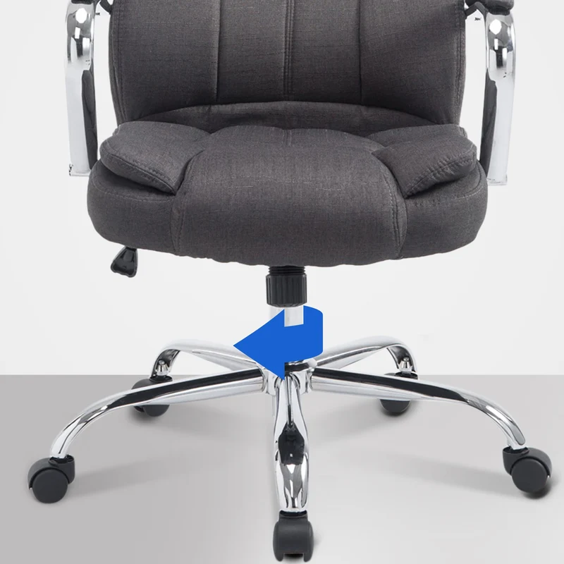 Fauteuil de bureau sur roulettes largeur d'assise XXL en tissu gris foncé et métal chromé 10_0006960