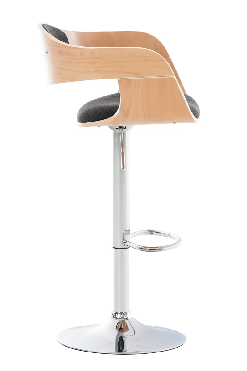 Tabouret de bar x1 design scandinave en tissu gris foncé et structure en bois clair 10_0005051