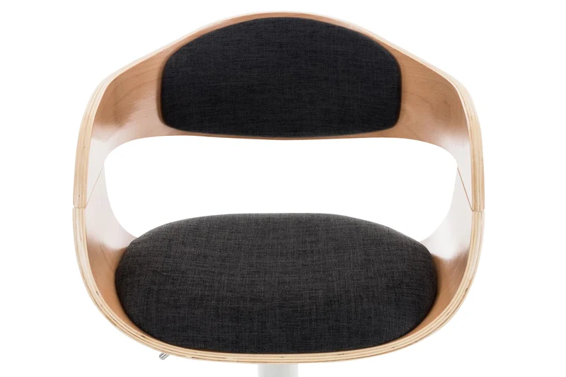 Tabouret de bar x1 design scandinave en tissu gris foncé et structure en bois clair 10_0005051
