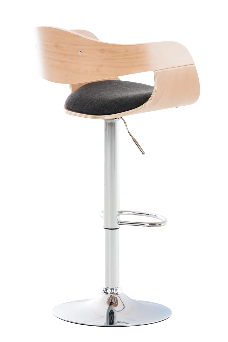 Lot de 2 tabourets de bar design scandinave en tissu gris foncé et structure en bois clair 10_0004256