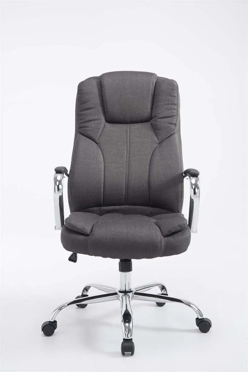 Fauteuil de bureau sur roulettes largeur d'assise XXL en tissu gris foncé et métal chromé 10_0006961