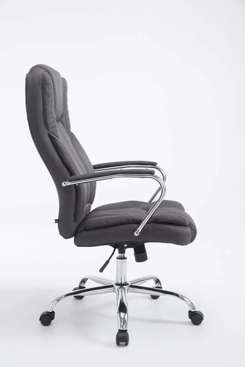 Fauteuil de bureau sur roulettes largeur d'assise XXL en tissu gris foncé et métal chromé 10_0006961