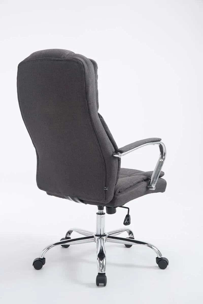 Fauteuil de bureau sur roulettes largeur d'assise XXL en tissu gris foncé et métal chromé 10_0006961