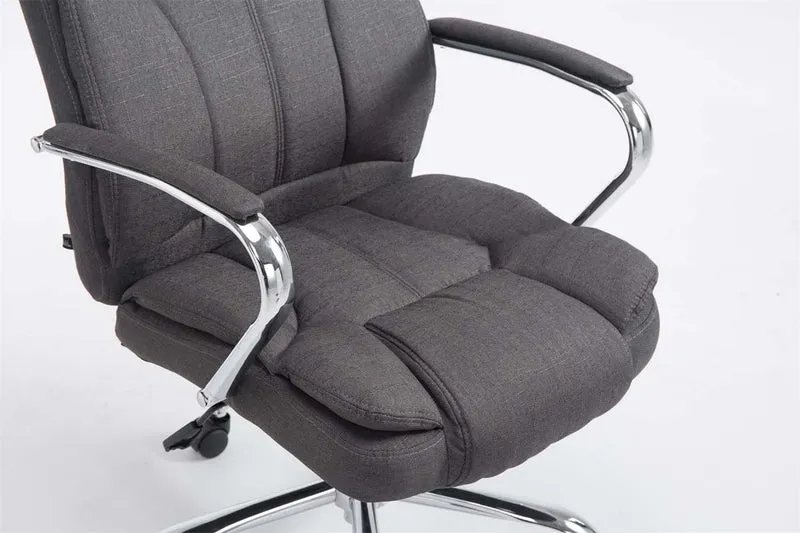Fauteuil de bureau sur roulettes largeur d'assise XXL en tissu gris foncé et métal chromé 10_0006961