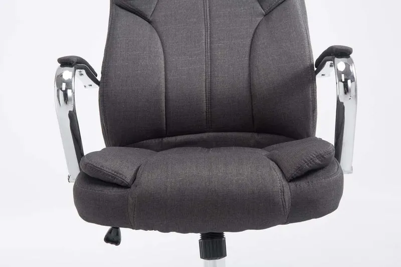 Fauteuil de bureau sur roulettes largeur d'assise XXL en tissu gris foncé et métal chromé 10_0006961