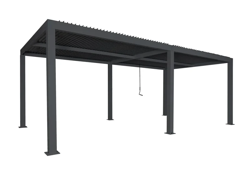 Pergola bioclimatique 583 x 301 cm hauteur 220 cm toit à lames orientables aluminium anthracite 04_0010263