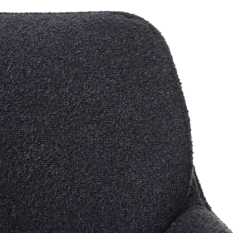 Lot de 2 chaises de salle à manger pivotantes 180° hauteur 86 cm avec accoudoirs design moderne tissu bouclé gris foncé métal 04_0009969