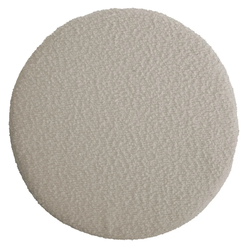Lot de 2 tabourets réglables pivotants Ø 37 cm hauteur ajustable design moderne tissu bouclé crème blanc acier noir 04_0009935