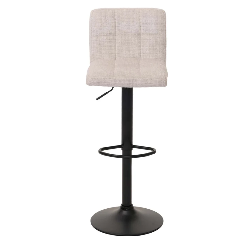 Lot de 2 tabourets de bar réglables et pivotants hauteur ajustable design moderne tissu chenille crème beige métal noir 04_0009960