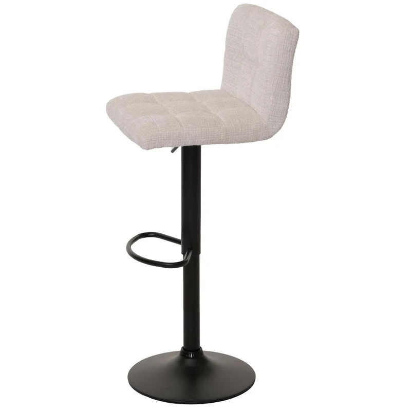 Lot de 2 tabourets de bar réglables et pivotants hauteur ajustable design moderne tissu chenille crème beige métal noir 04_0009960
