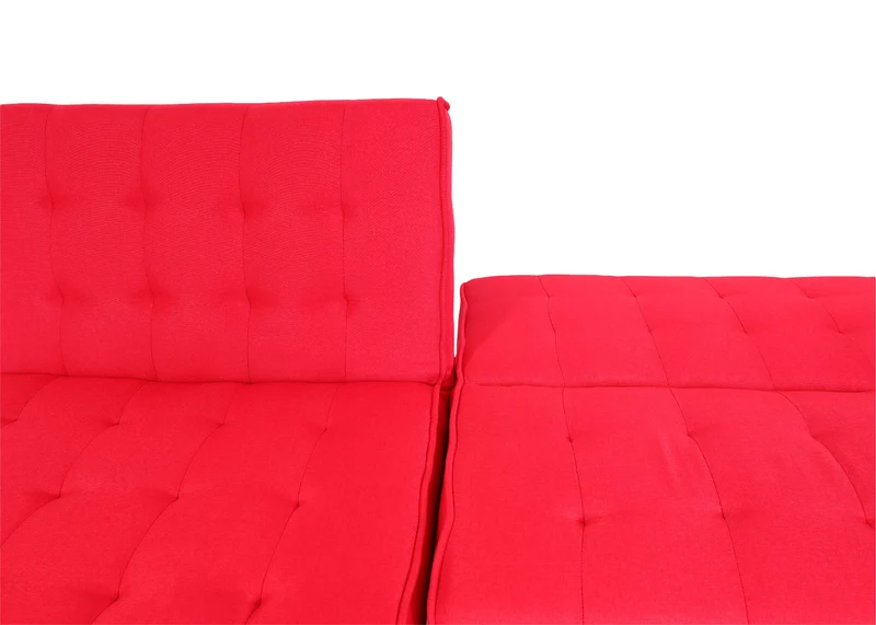 Canapé d’angle convertible 256 cm méridienne réversible gauche droite canapé lit tissu rouge et bois massif 04_0010459