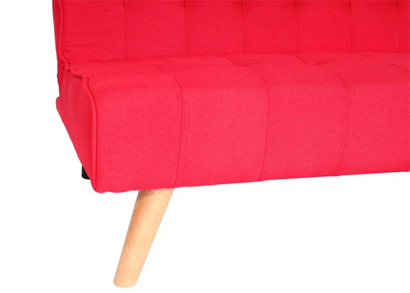 Canapé d’angle convertible 256 cm méridienne réversible gauche droite canapé lit tissu rouge et bois massif 04_0010459