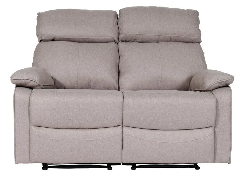 Canapé cinéma 2 places relax fauteuil inclinable avec repose pieds suspension Nosag tissu polyester gris brun 04_0010163