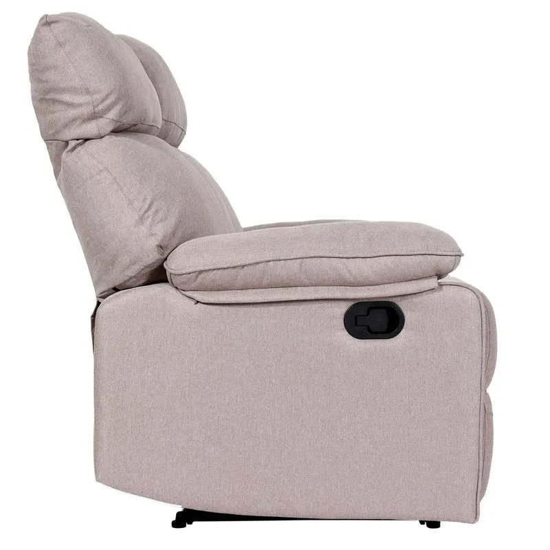 Canapé cinéma 2 places relax fauteuil inclinable avec repose pieds suspension Nosag tissu polyester gris brun 04_0010163