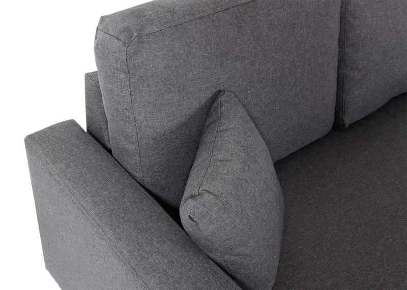 Canapé d’angle convertible 228 cm avec couchage 200 x 140 cm coffre de rangement forme L tissu gris foncé structure bois 04_0010439