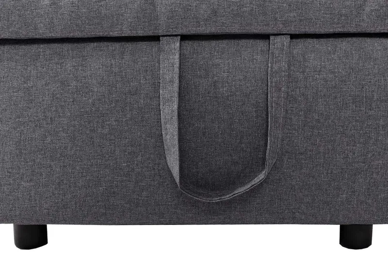 Canapé d’angle convertible 228 cm avec couchage 200 x 140 cm coffre de rangement forme L tissu gris foncé structure bois 04_0010439