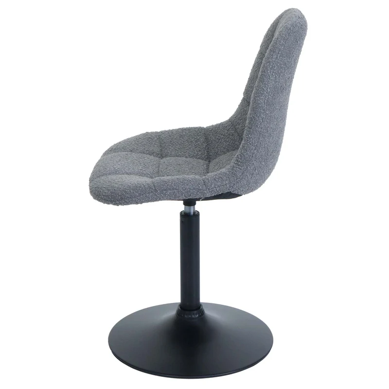 Lot de 2 chaises de salle à manger pivotantes 83 cm design coque tissu bouclé gris foncé structure acier noir 04_0009873