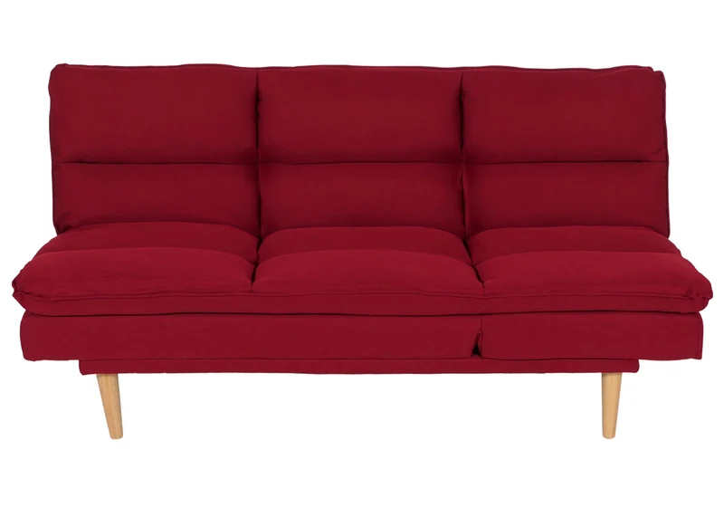 Canapé convertible 180 cm avec couchage 180 x 110 cm dossier réglable tissu bordeaux structure bois 04_0010151