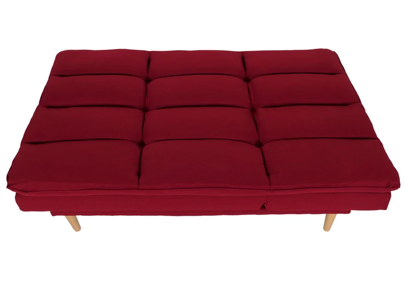 Canapé convertible 180 cm avec couchage 180 x 110 cm dossier réglable tissu bordeaux structure bois 04_0010151