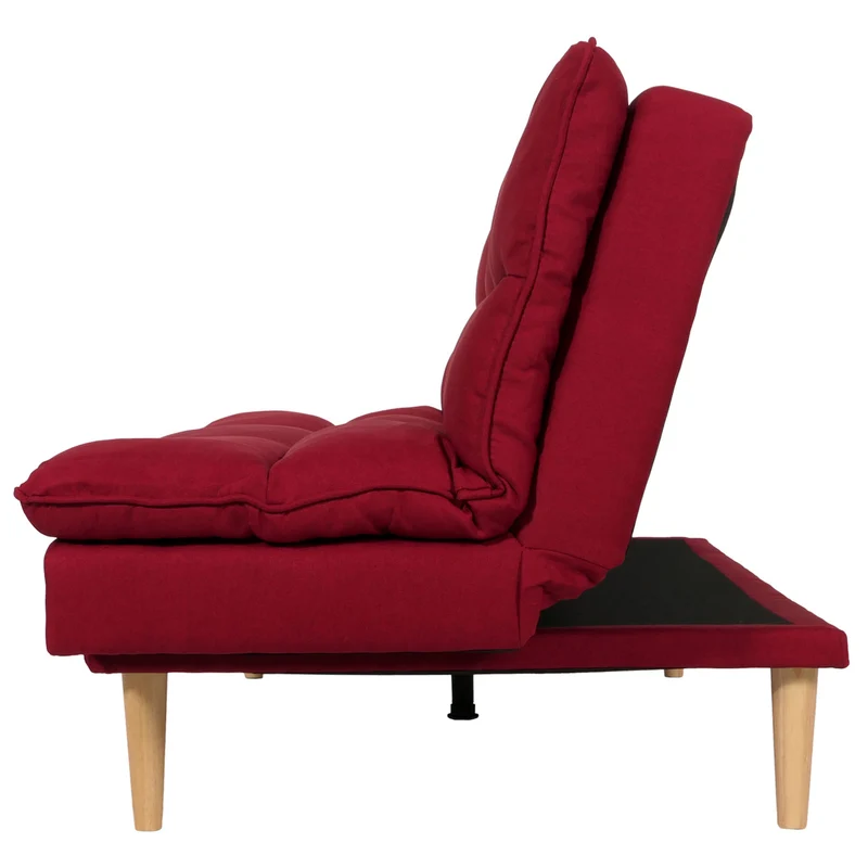Canapé convertible 180 cm avec couchage 180 x 110 cm dossier réglable tissu bordeaux structure bois 04_0010151